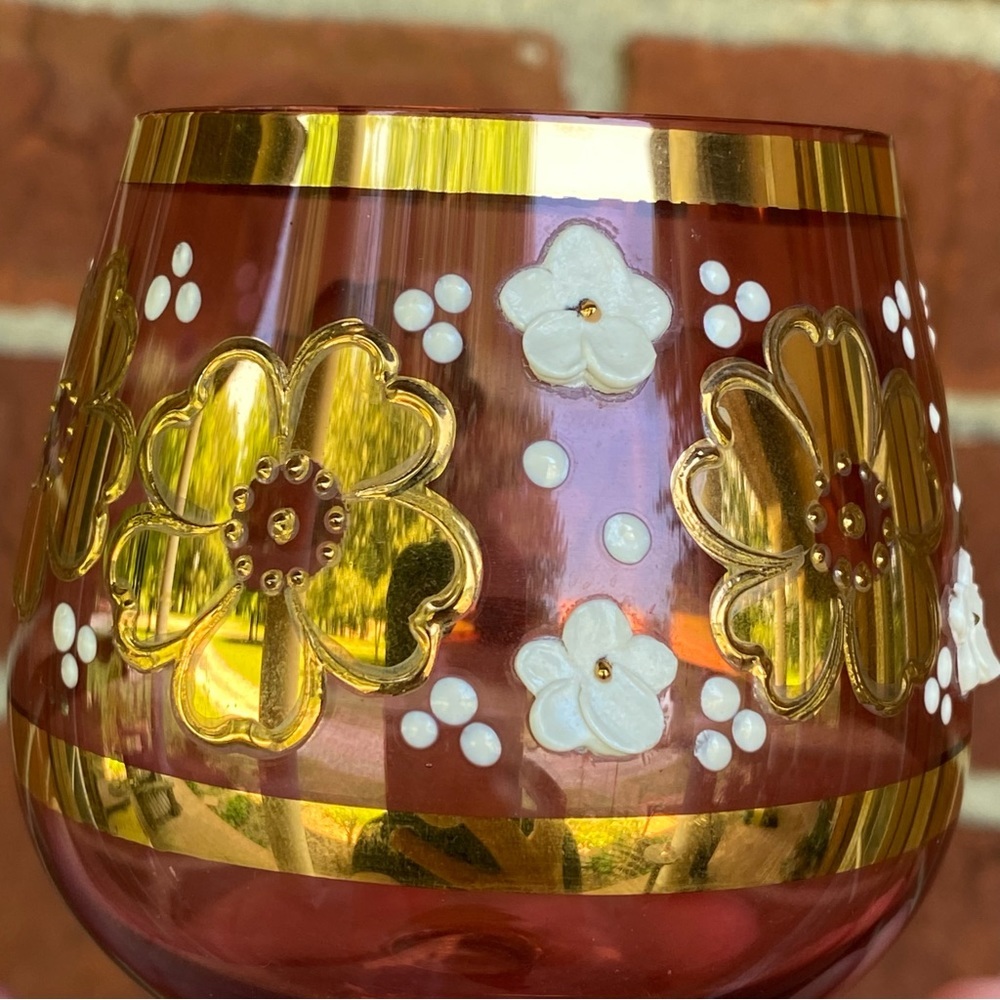 Vintage MCM Bohemia Glam Czech Brandy Crystal Glasses - Picture 8 of 10